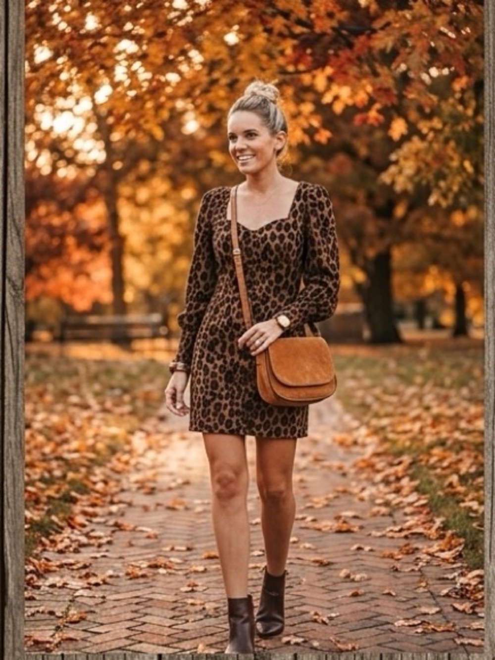 NWOT VICI Corvette Dreams Leopard-Print Bustier Style Dress Brown/Black